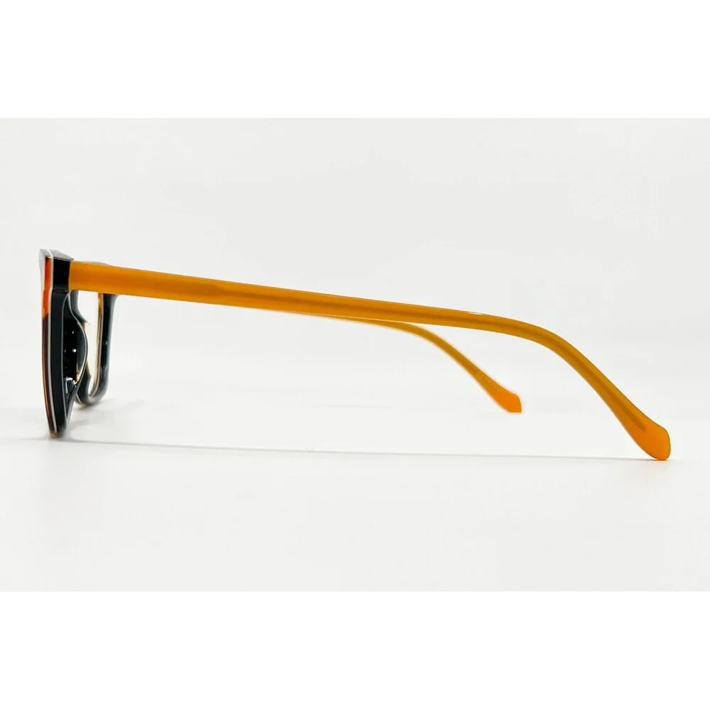 Zenni Eyeglasses Frames Womens Black Orange Floral Cat Eye 52-16-140 44680